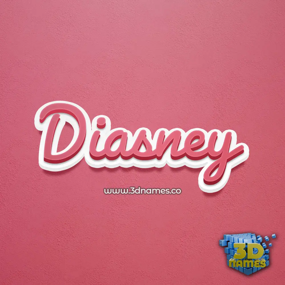 diasney in Red Scribble style - 3D name wallpaper