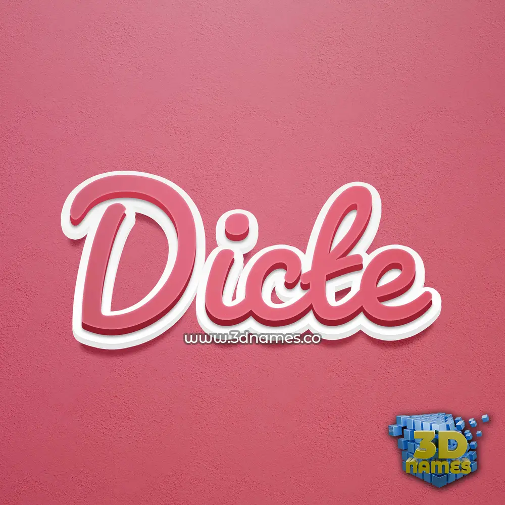 dicte in Red Scribble style - 3D name wallpaper