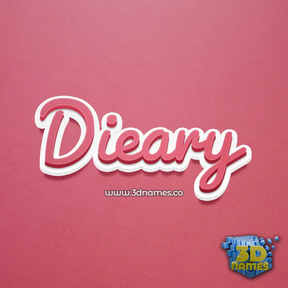 dieary in Red Scribble style - 3D name wallpaper