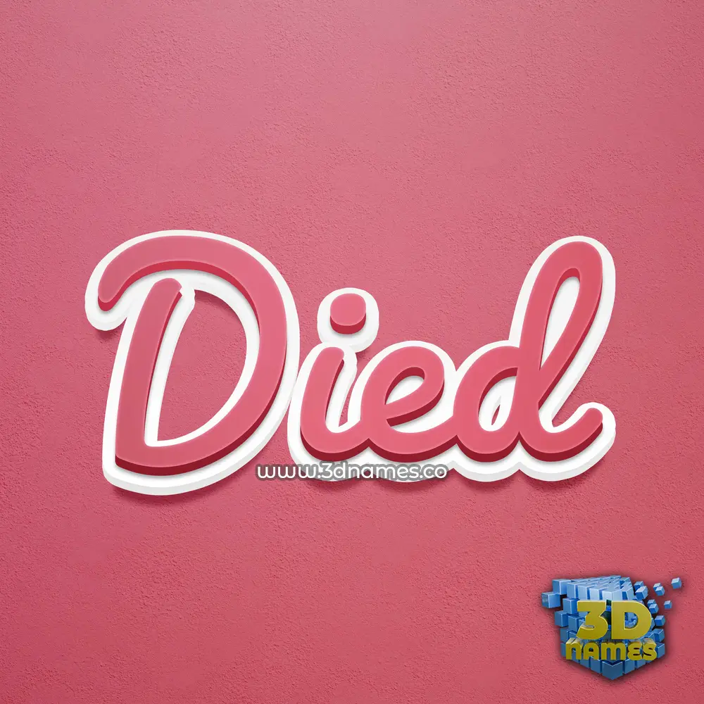 died in Red Scribble style - 3D name wallpaper