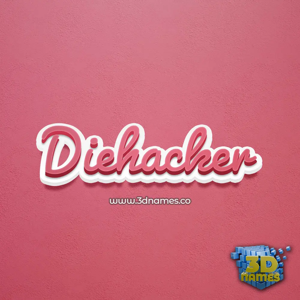 diehacker in Red Scribble style - 3D name wallpaper