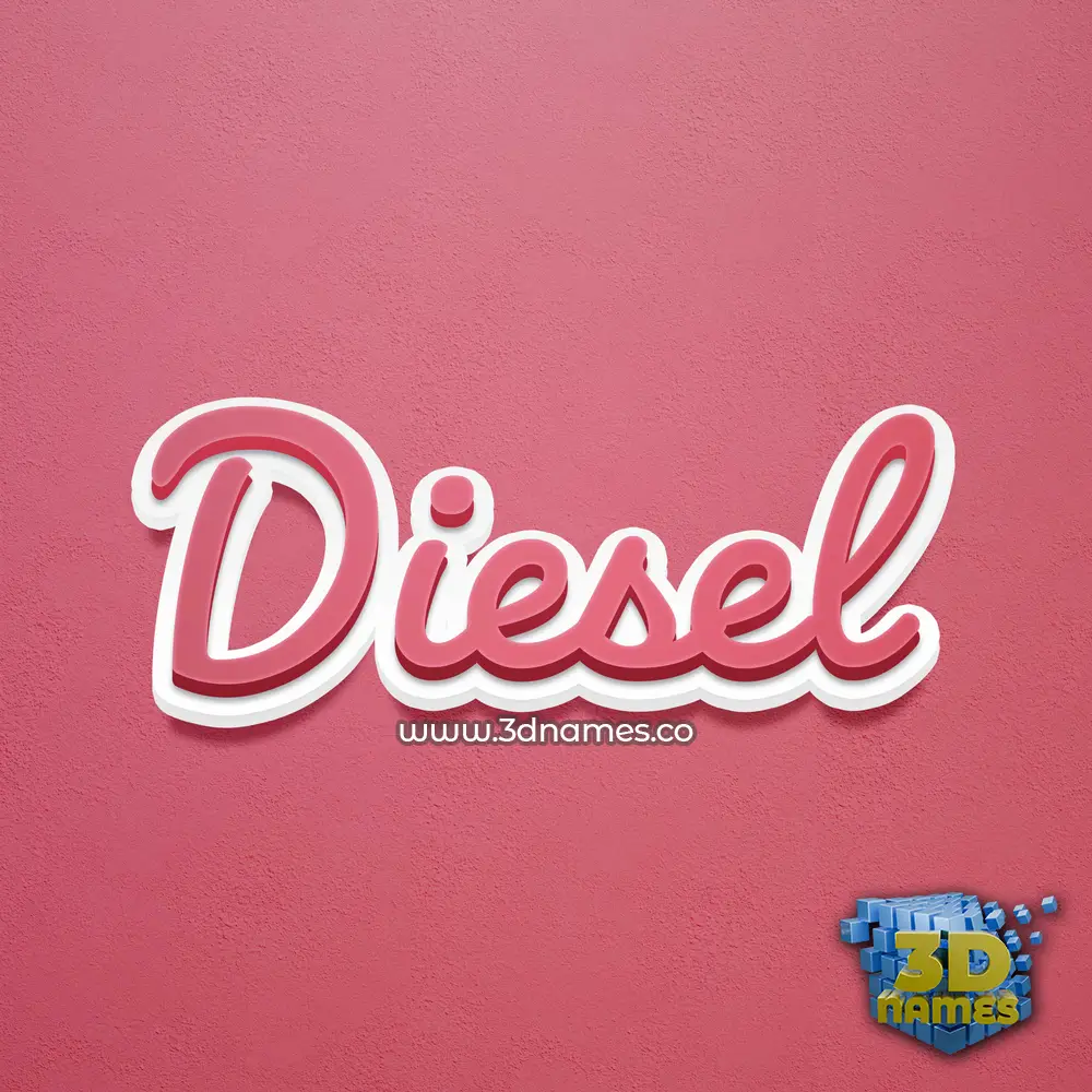diesel in Red Scribble style - 3D name wallpaper