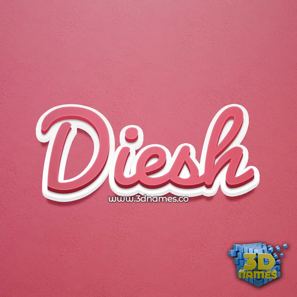 diesh in Red Scribble style - 3D name wallpaper