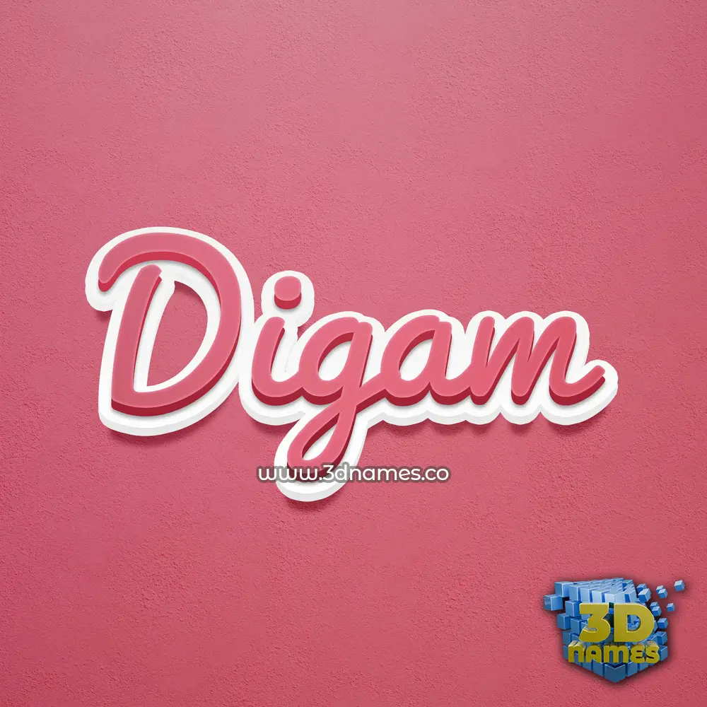 digam in Red Scribble style - 3D name wallpaper