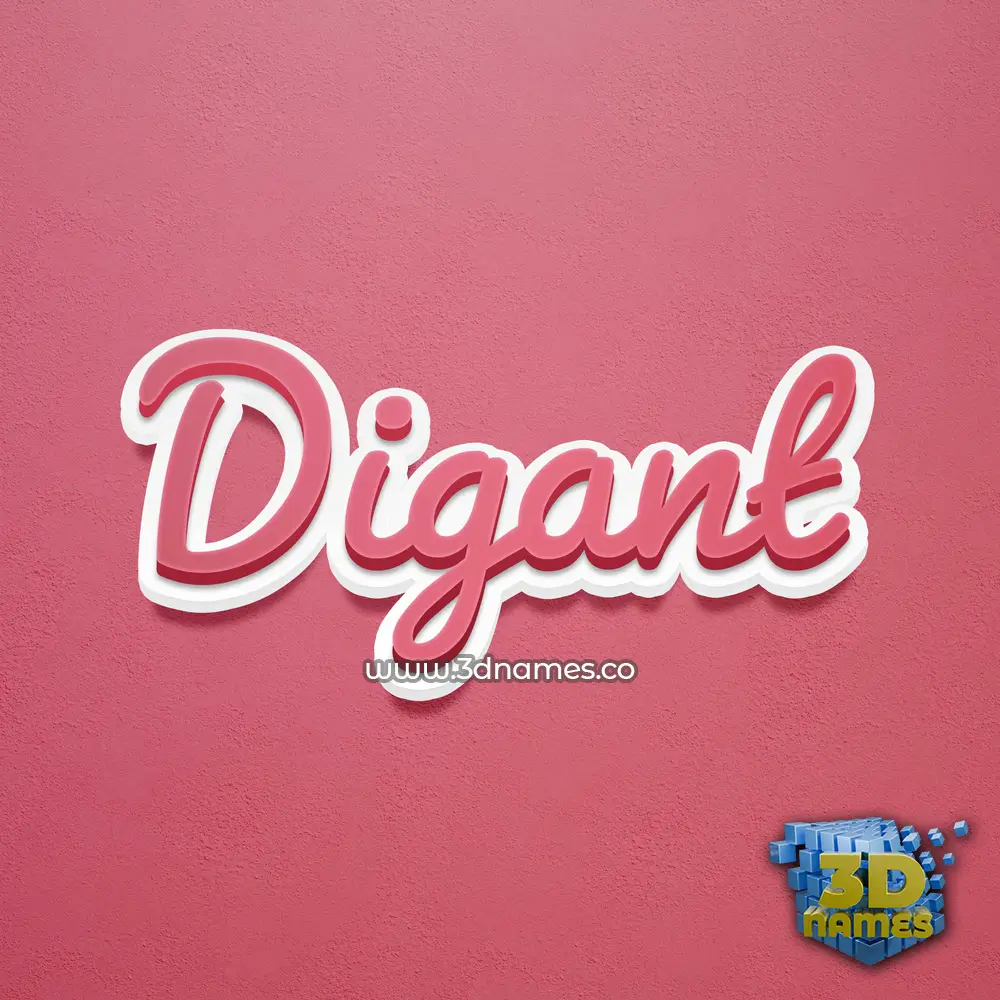digant in Red Scribble style - 3D name wallpaper