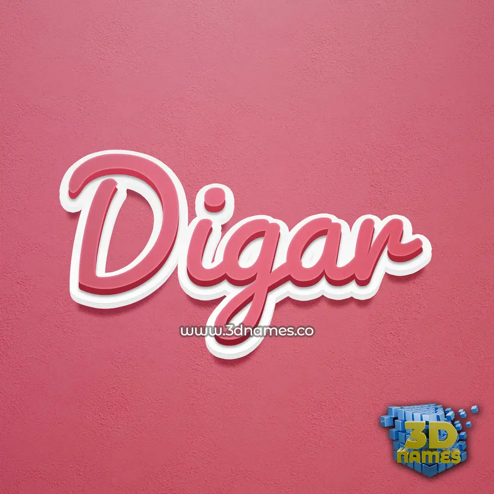 digar in Red Scribble style - 3D name wallpaper