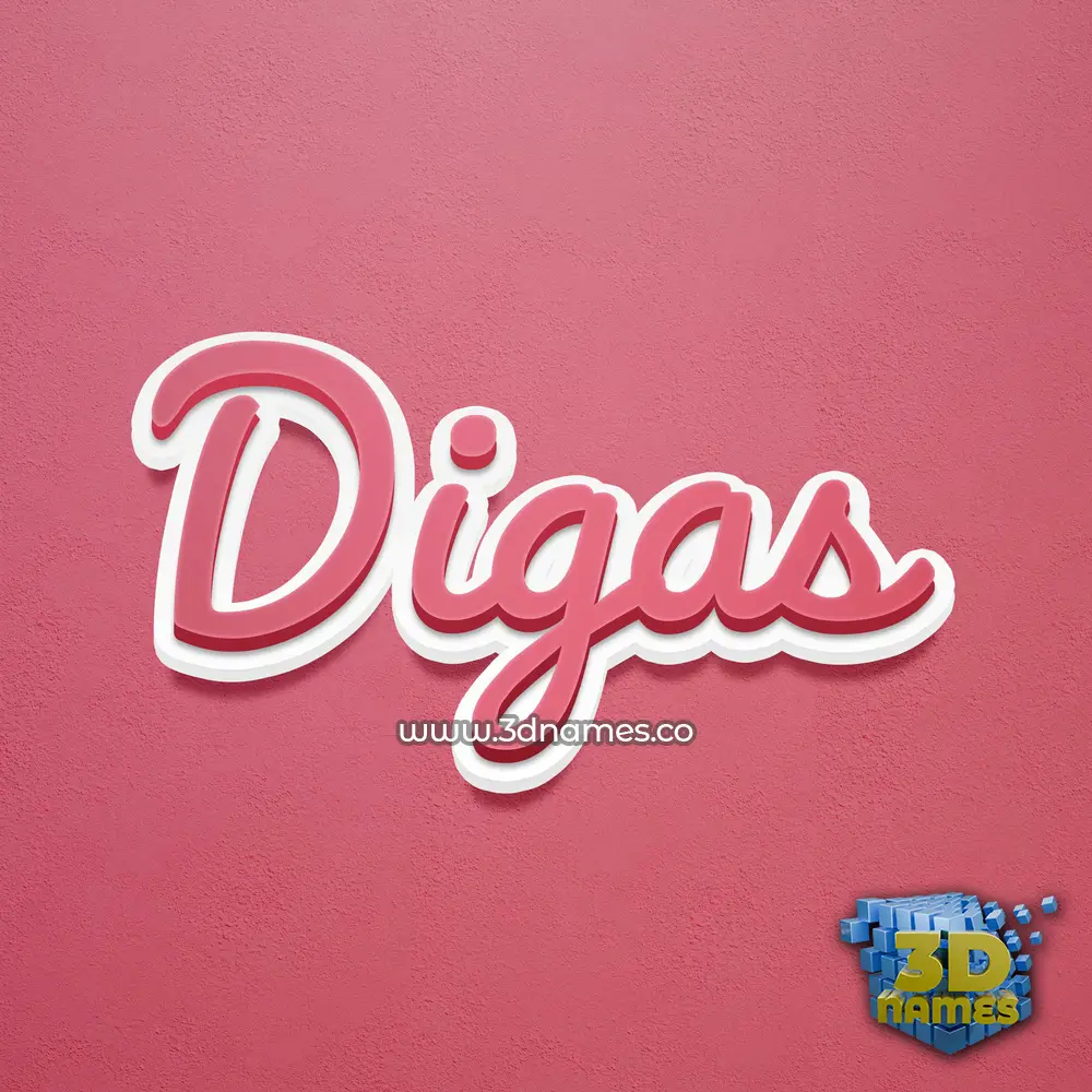 digas in Red Scribble style - 3D name wallpaper
