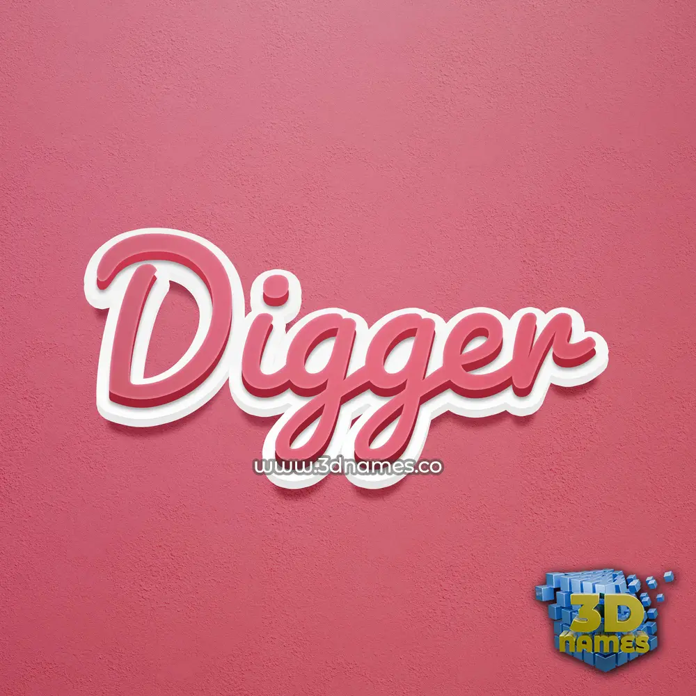 digger in Red Scribble style - 3D name wallpaper