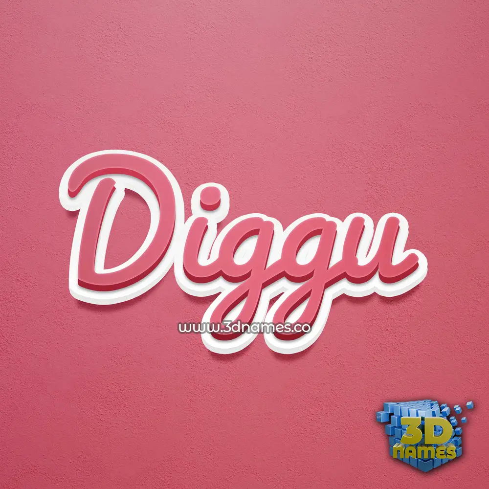 diggu in Red Scribble style - 3D name wallpaper