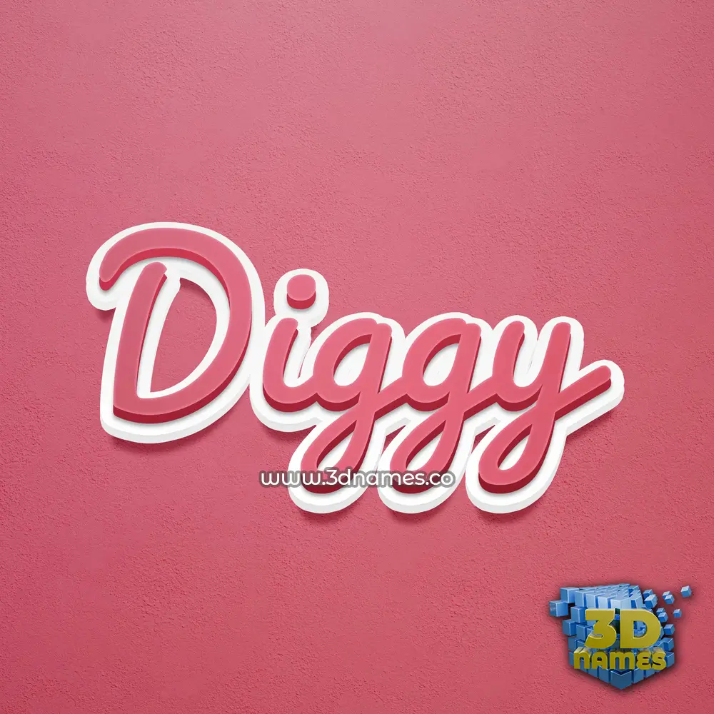 diggy in Red Scribble style - 3D name wallpaper