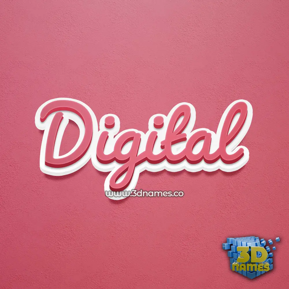 digital in Red Scribble style - 3D name wallpaper