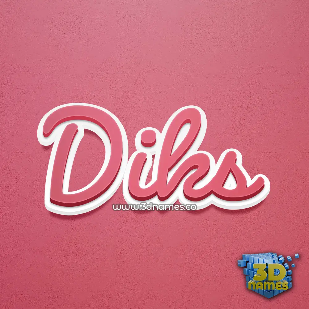 diks in Red Scribble style - 3D name wallpaper