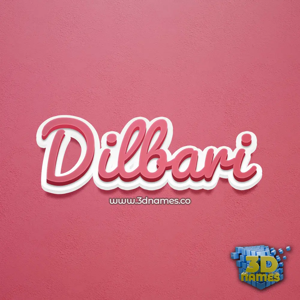 dilbari in Red Scribble style - 3D name wallpaper