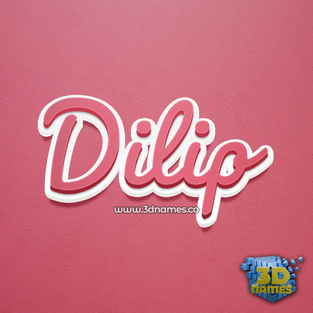 dilip in Red Scribble style - 3D name wallpaper