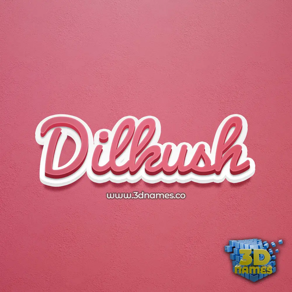 dilkush in Red Scribble style - 3D name wallpaper