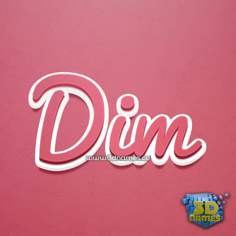 dim in Red Scribble style - 3D name wallpaper