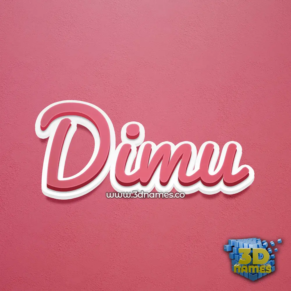 dimu in Red Scribble style - 3D name wallpaper