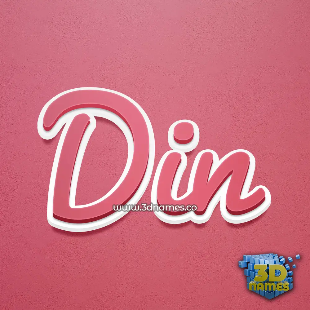 din in Red Scribble style - 3D name wallpaper