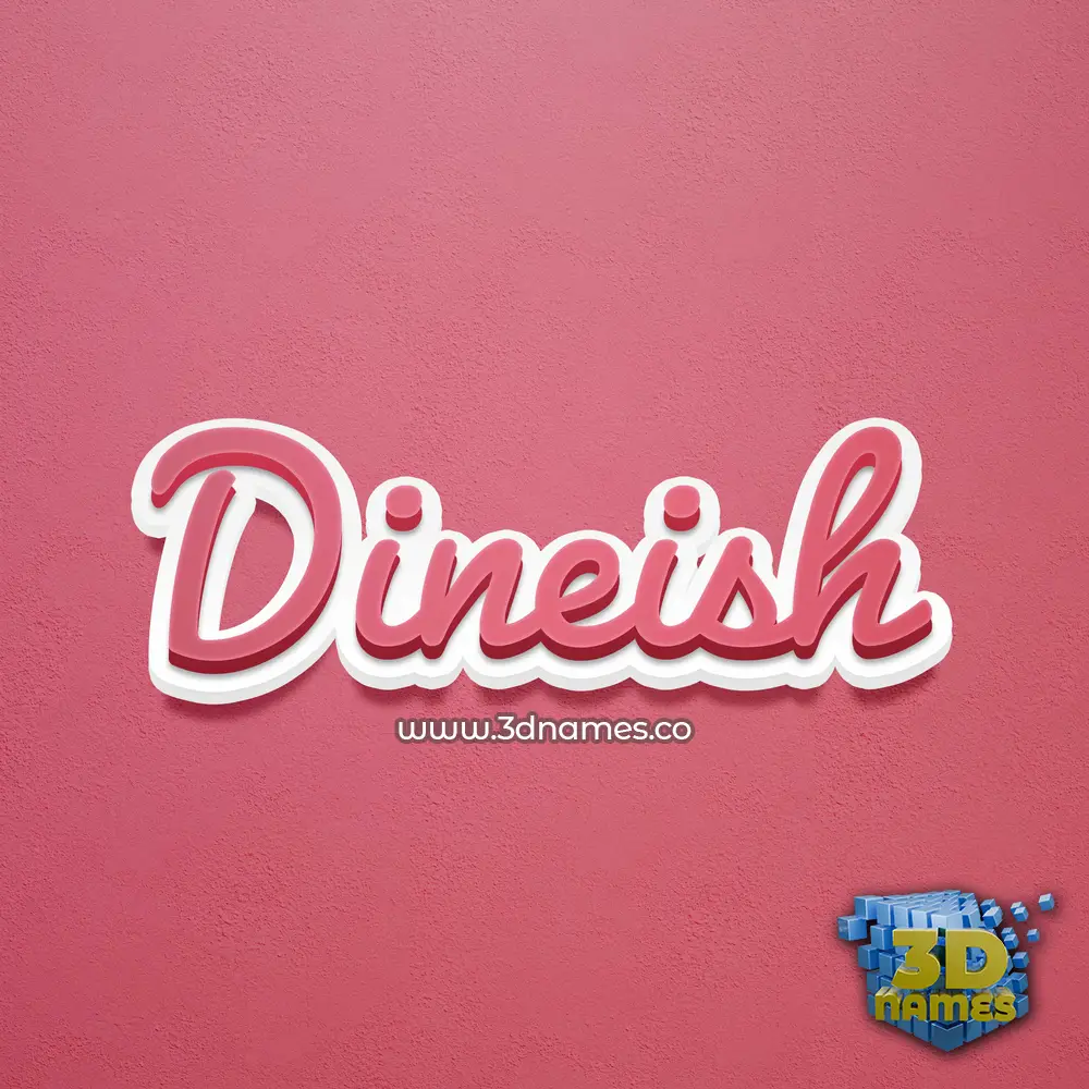dineish in Red Scribble style - 3D name wallpaper