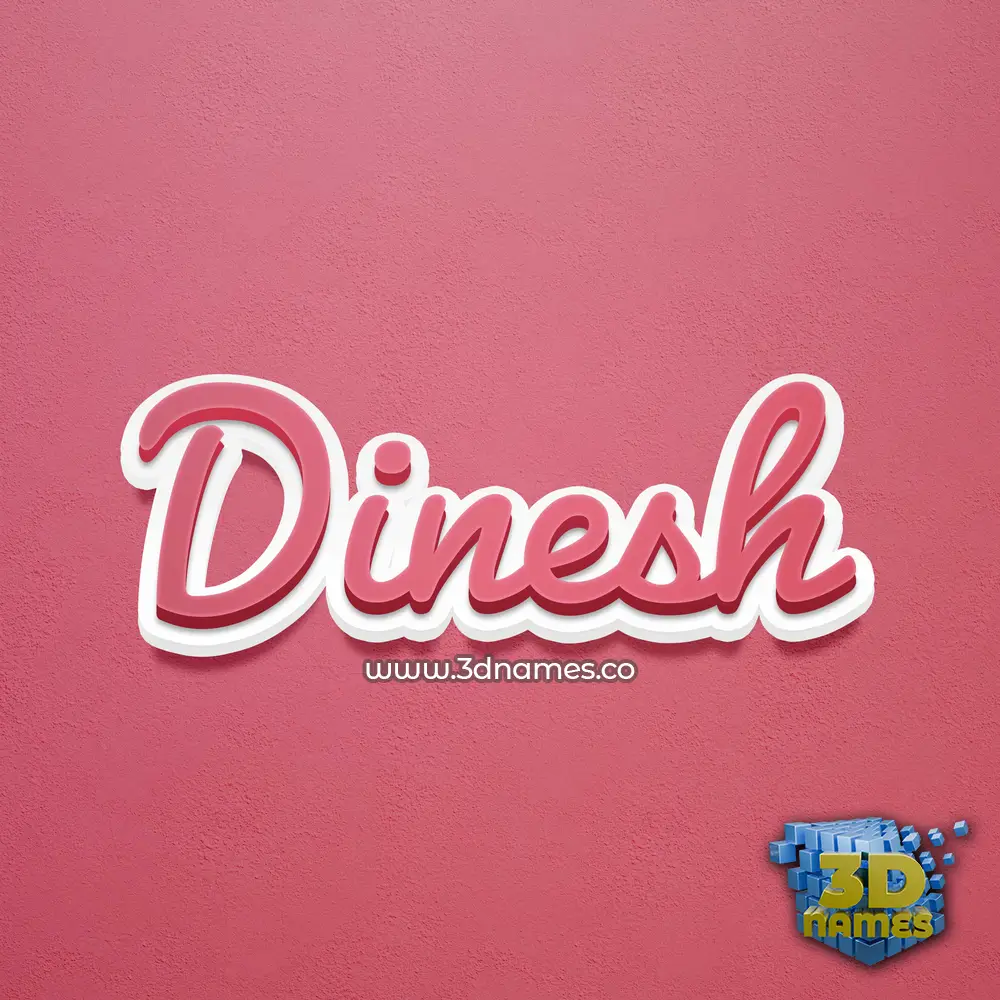 dinesh in Red Scribble style - 3D name wallpaper