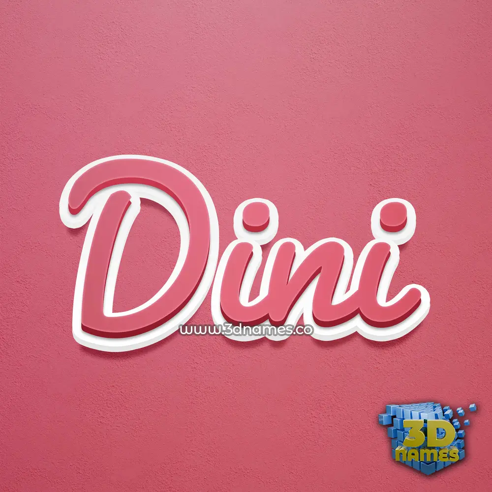 dini in Red Scribble style - 3D name wallpaper