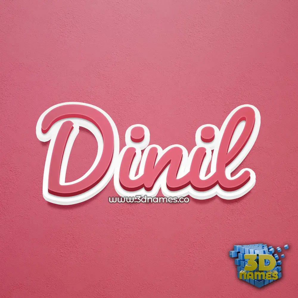 dinil in Red Scribble style - 3D name wallpaper