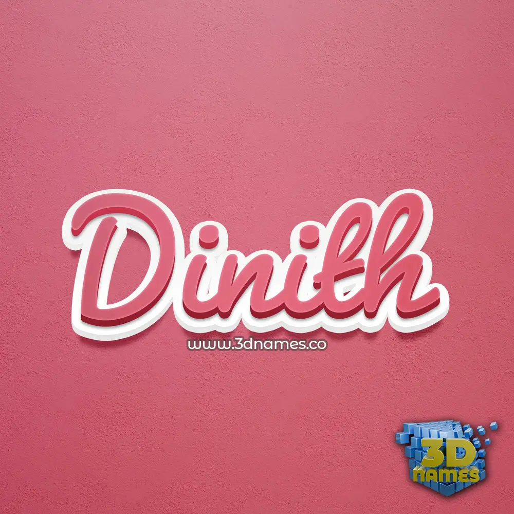 dinith in Red Scribble style - 3D name wallpaper
