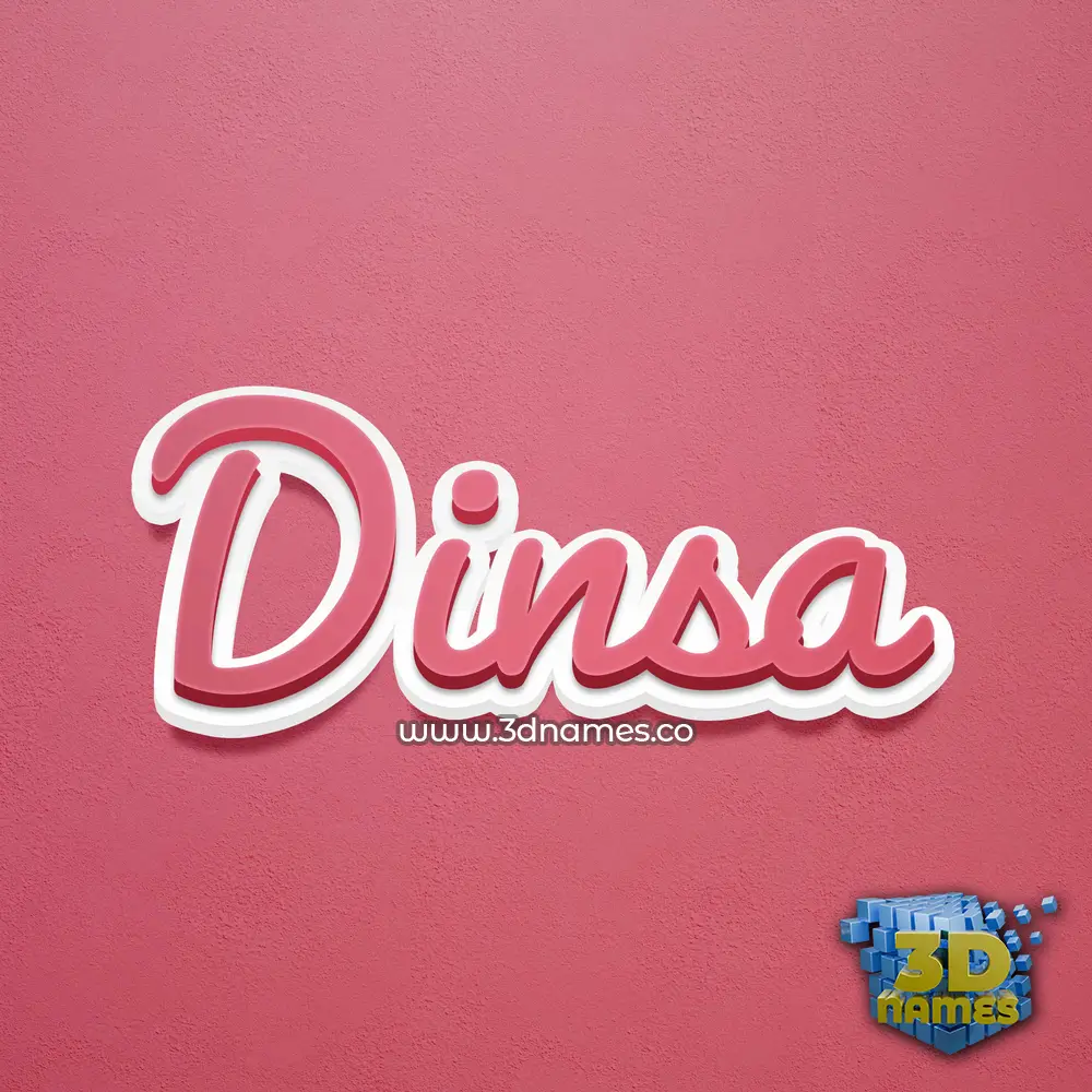 dinsa in Red Scribble style - 3D name wallpaper