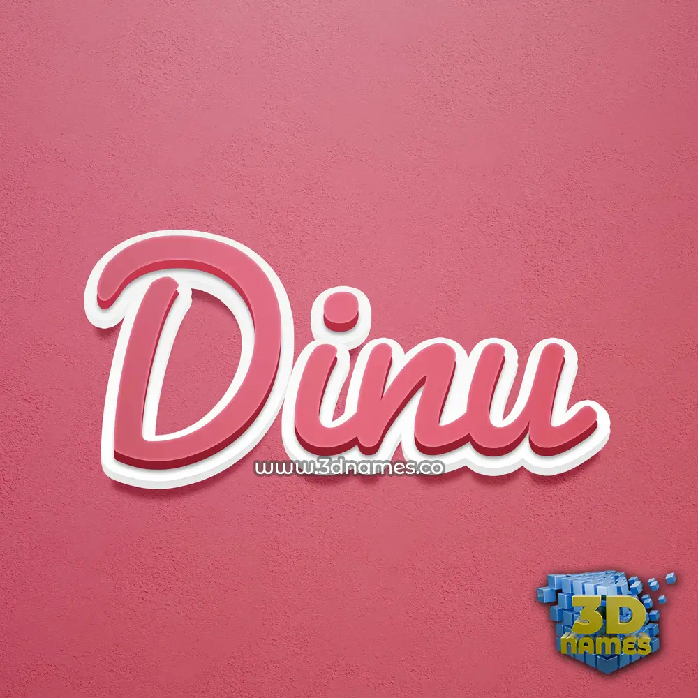 dinu in Red Scribble style - 3D name wallpaper
