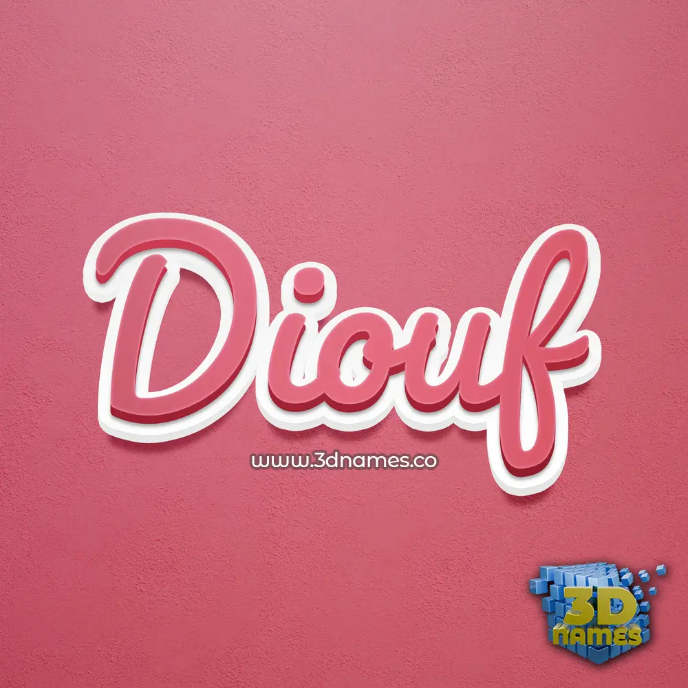 diouf in Red Scribble style - 3D name wallpaper