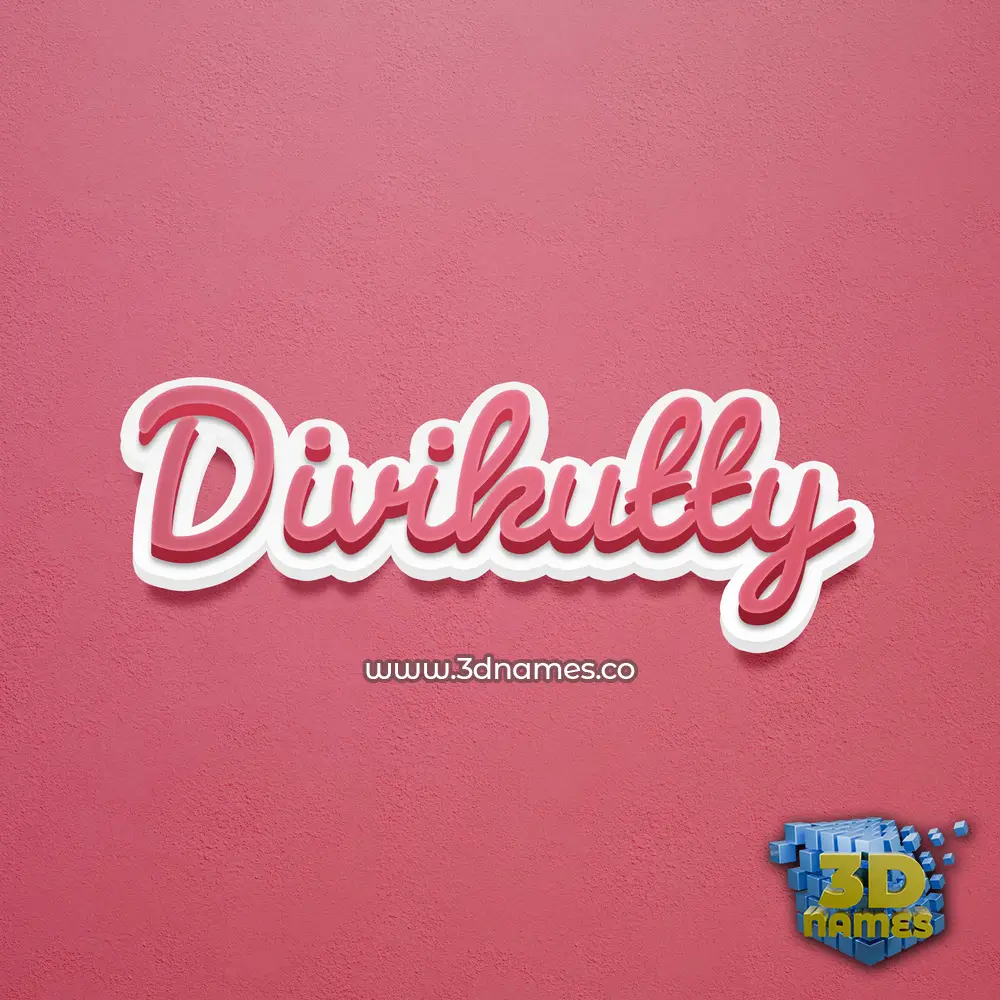 divikutty in Red Scribble style - 3D name wallpaper