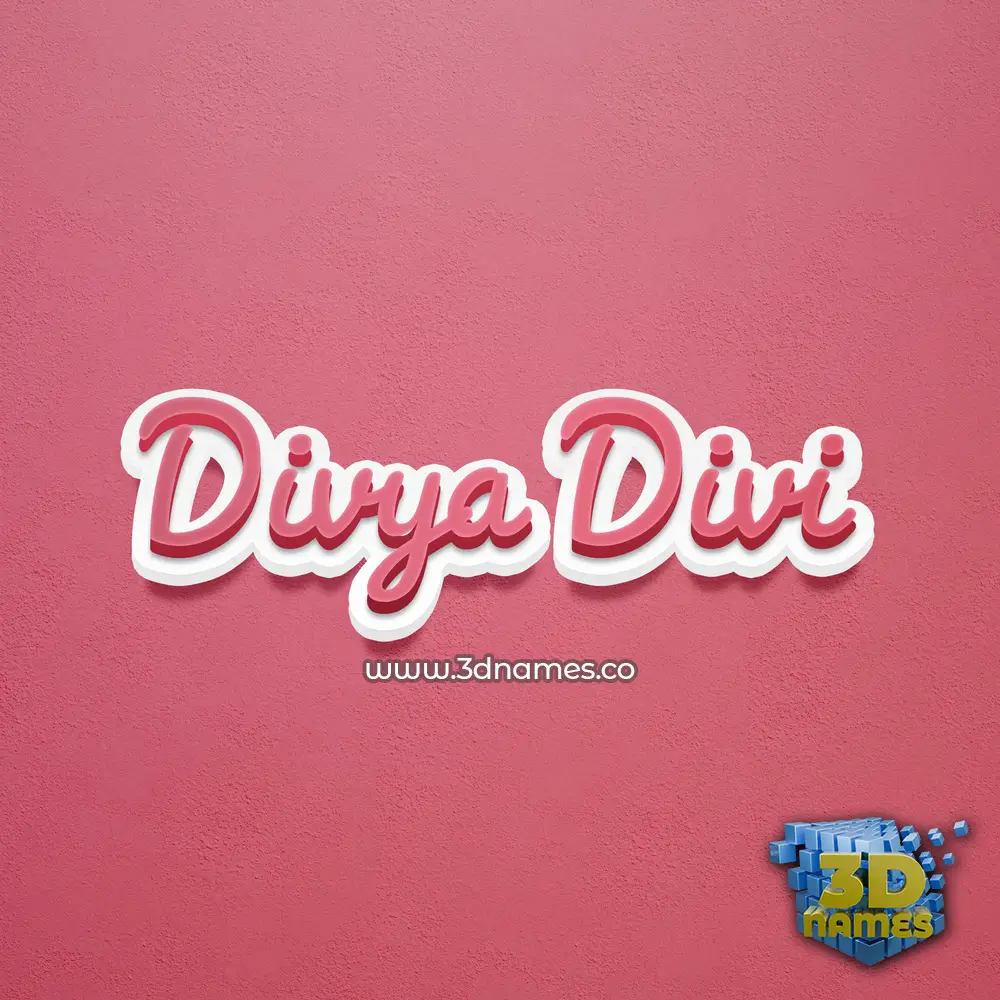 divya divi in Red Scribble style - 3D name wallpaper