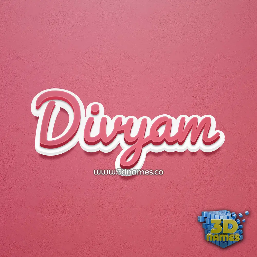 divyam in Red Scribble style - 3D name wallpaper