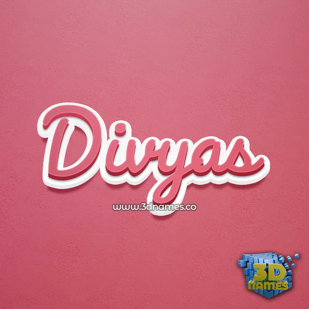 divyas in Red Scribble style - 3D name wallpaper
