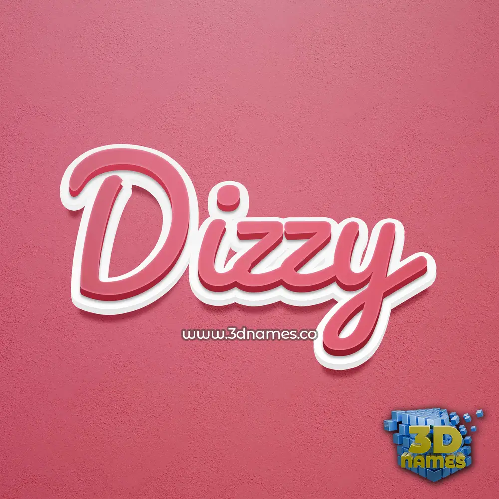 dizzy in Red Scribble style - 3D name wallpaper