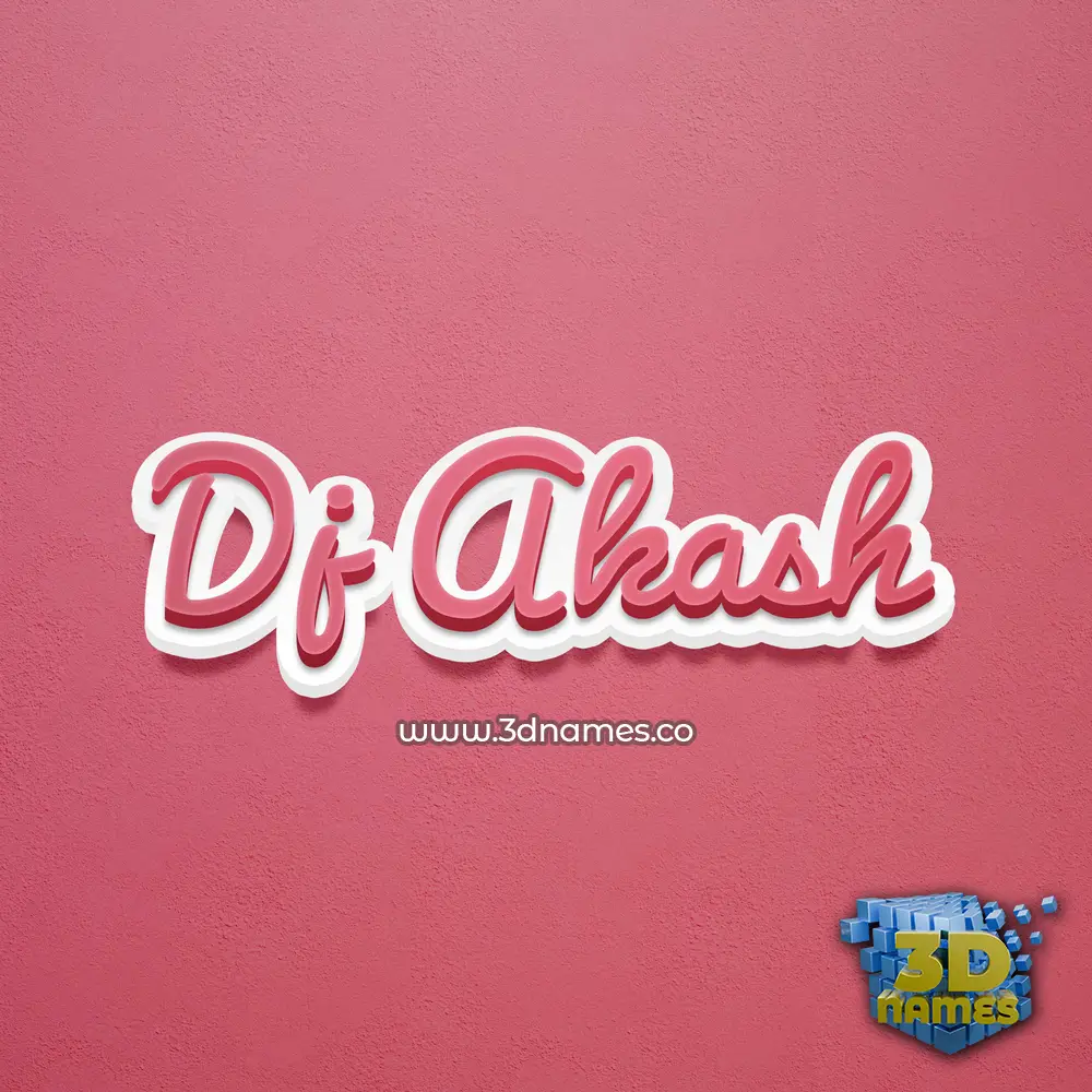 dj akash in Red Scribble style - 3D name wallpaper