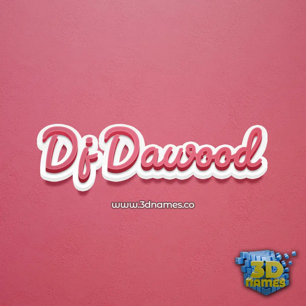dj dawood in Red Scribble style - 3D name wallpaper