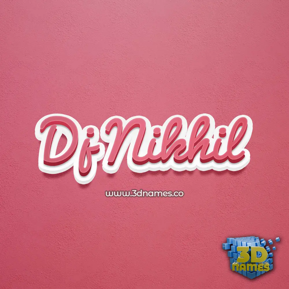 dj nikhil in Red Scribble style - 3D name wallpaper