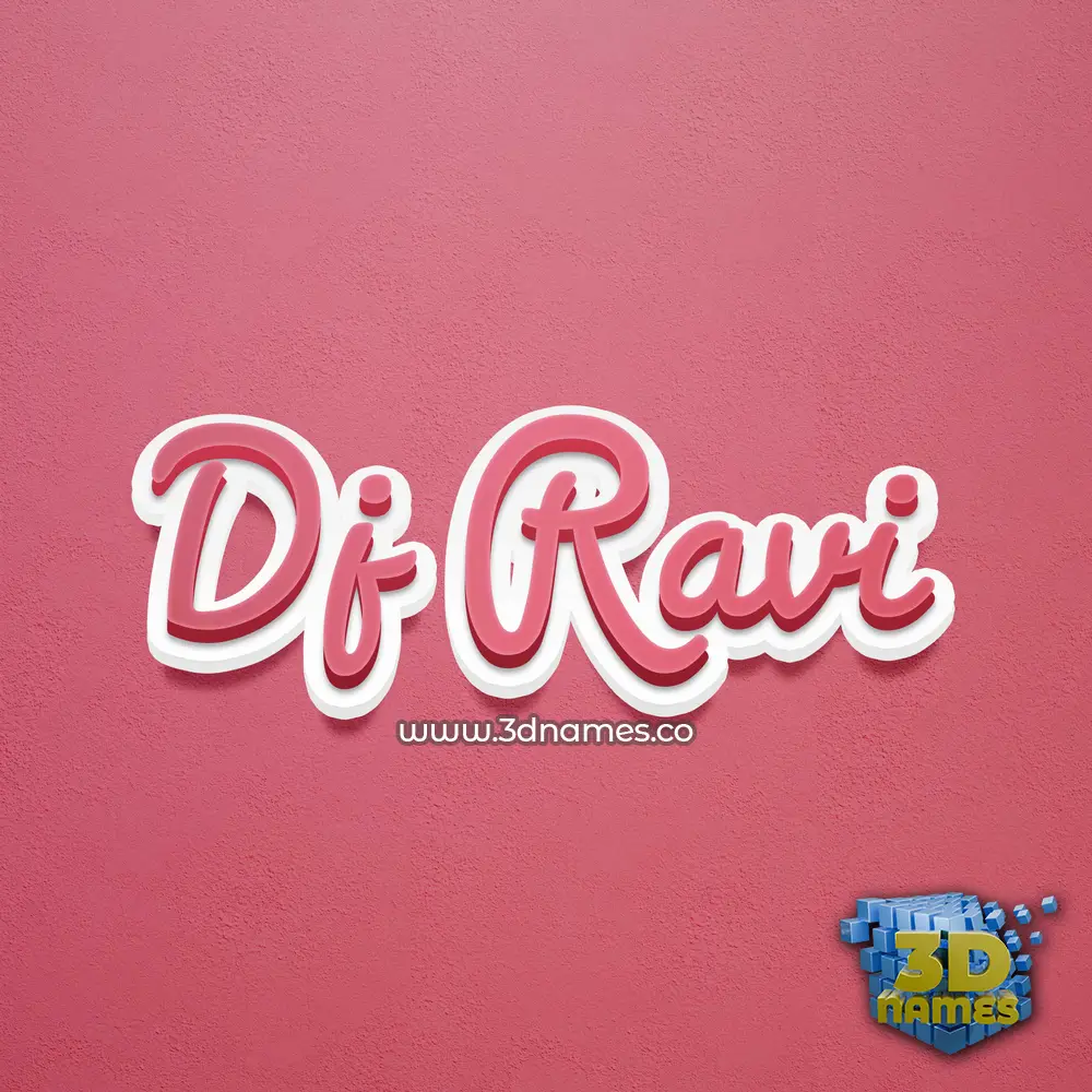 dj ravi in Red Scribble style - 3D name wallpaper