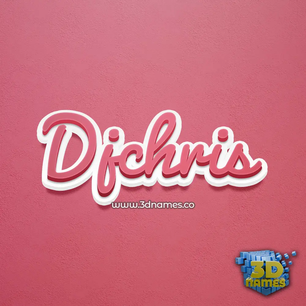 djchris in Red Scribble style - 3D name wallpaper