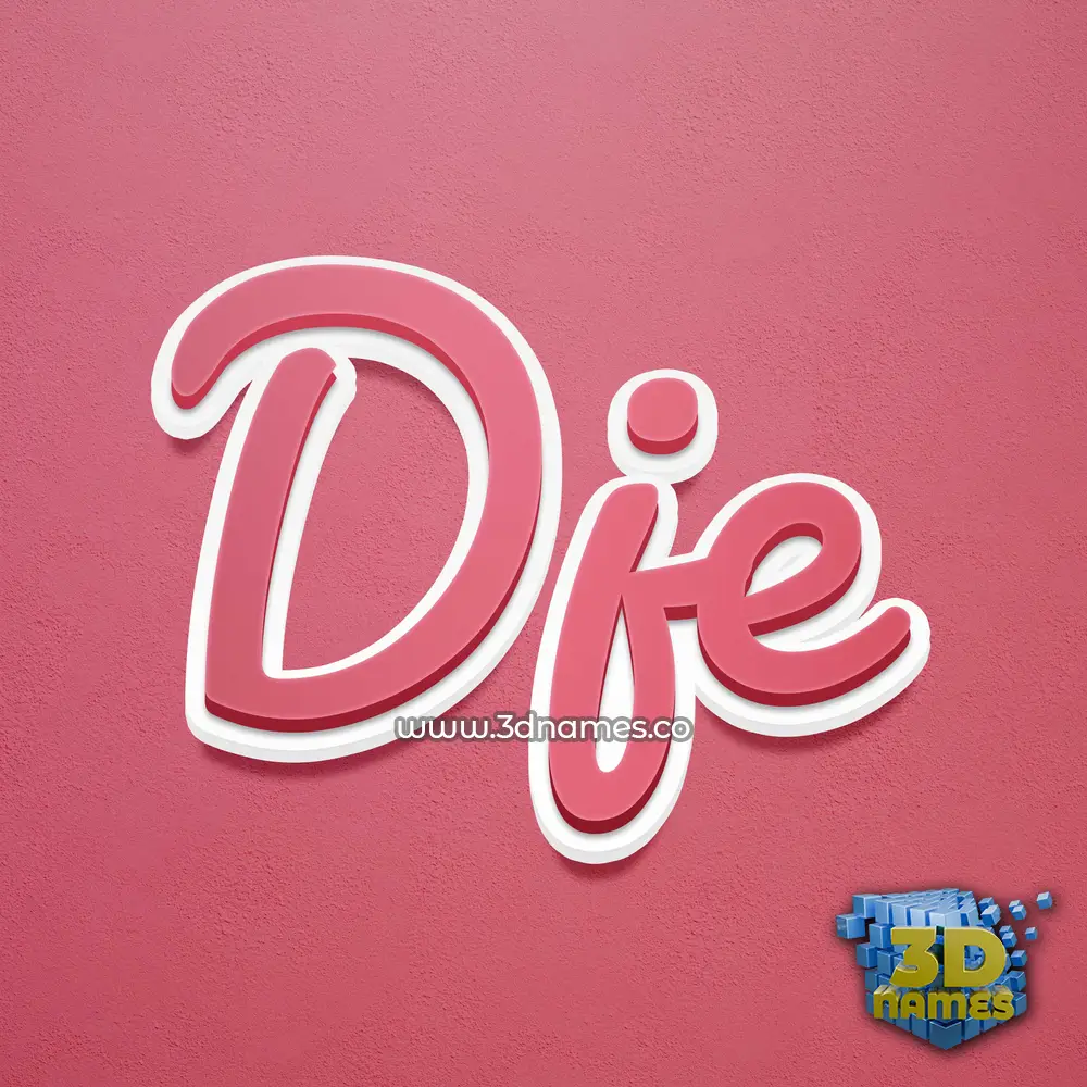 dje in Red Scribble style - 3D name wallpaper