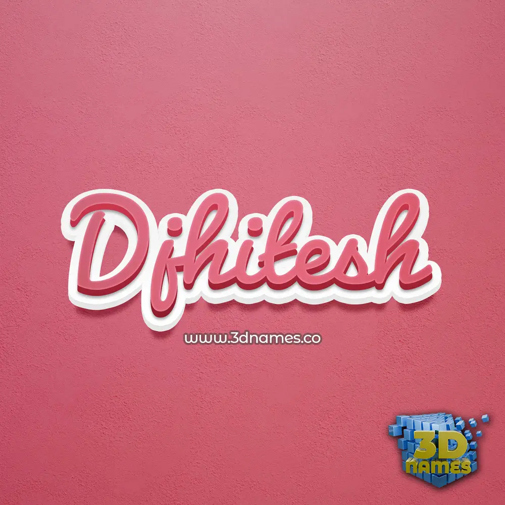 djhitesh in Red Scribble style - 3D name wallpaper