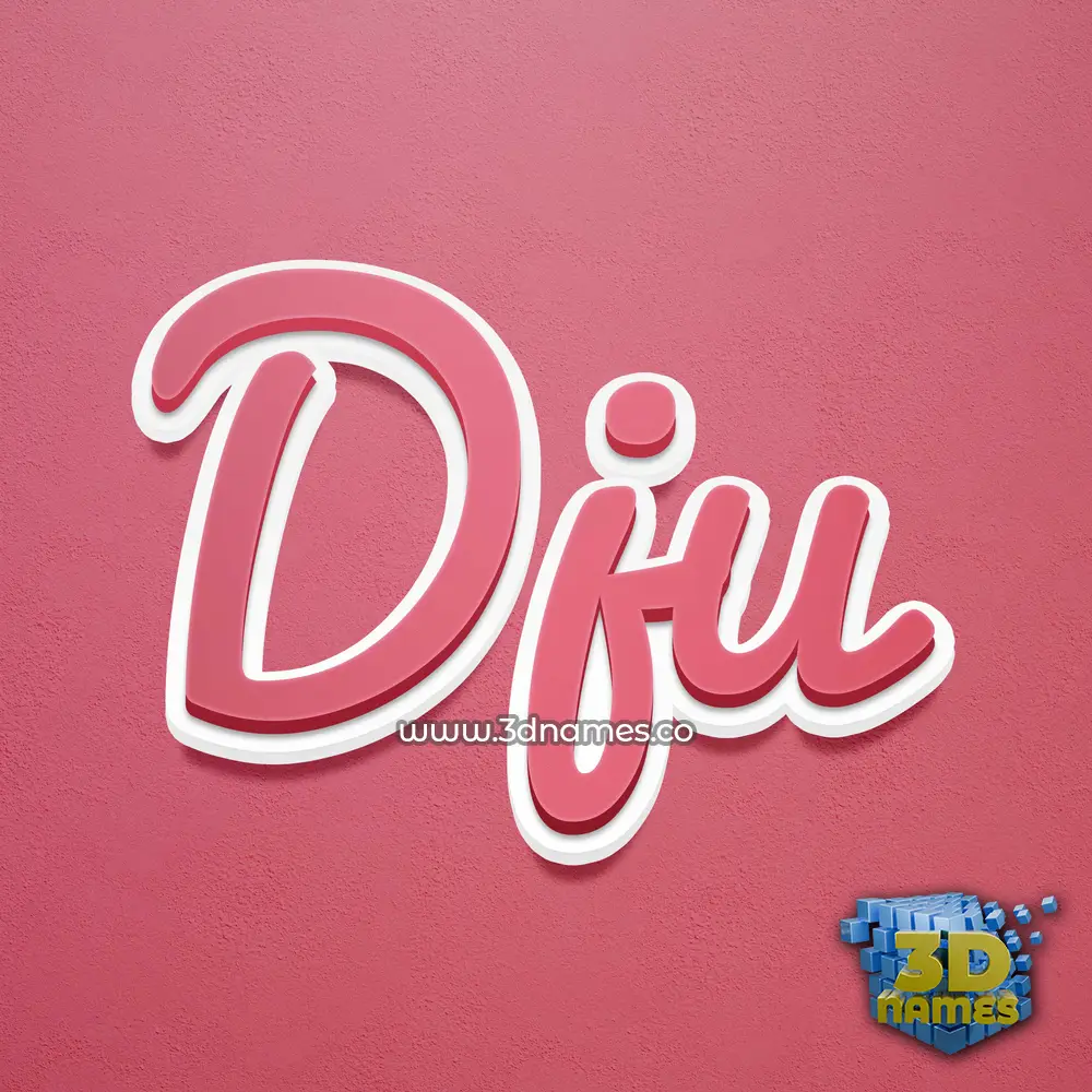 dju in Red Scribble style - 3D name wallpaper