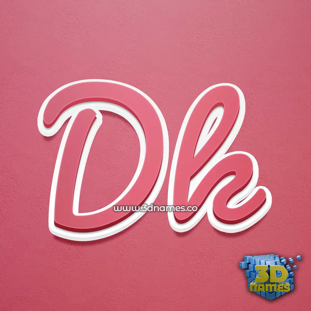 dk in Red Scribble style - 3D name wallpaper