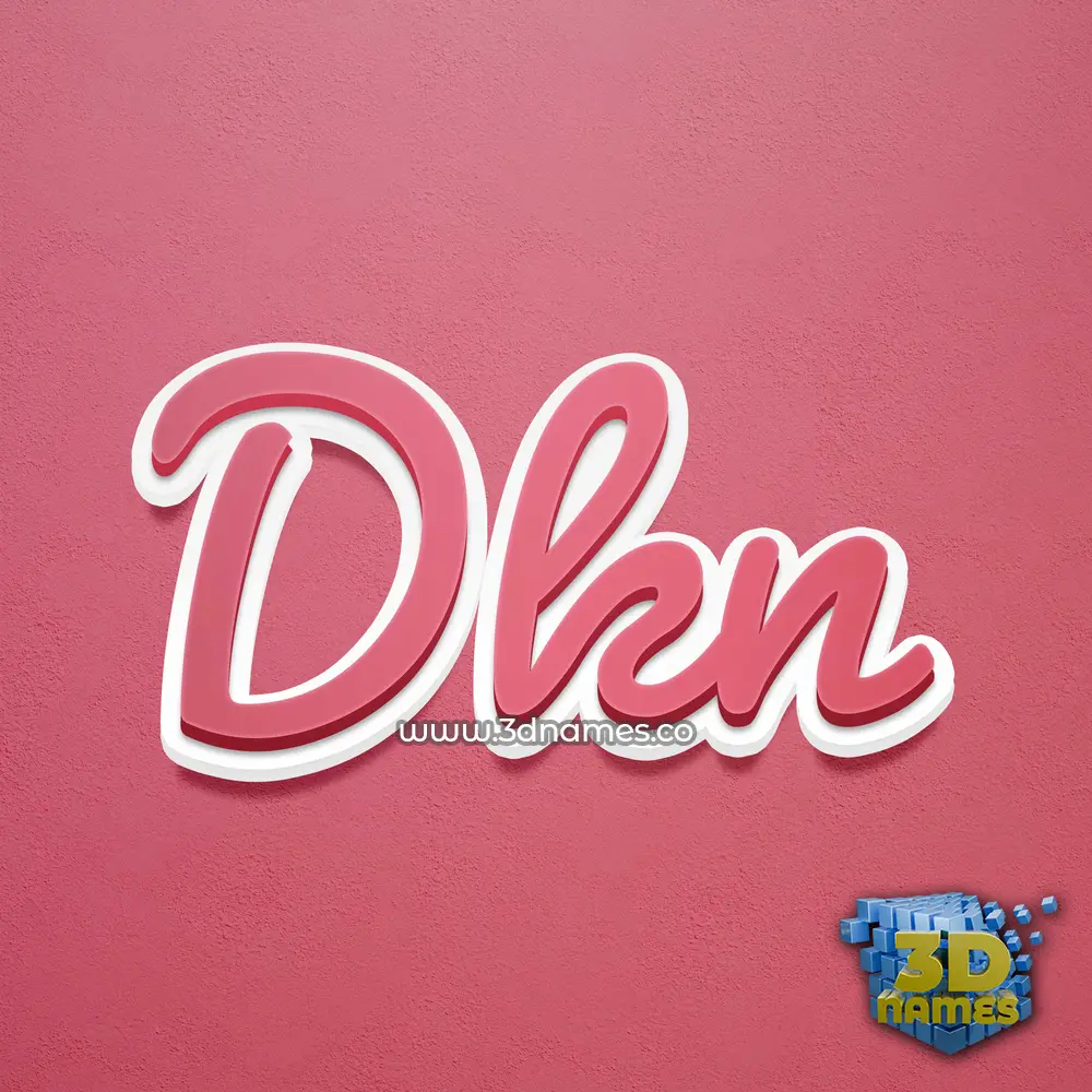 dkn in Red Scribble style - 3D name wallpaper