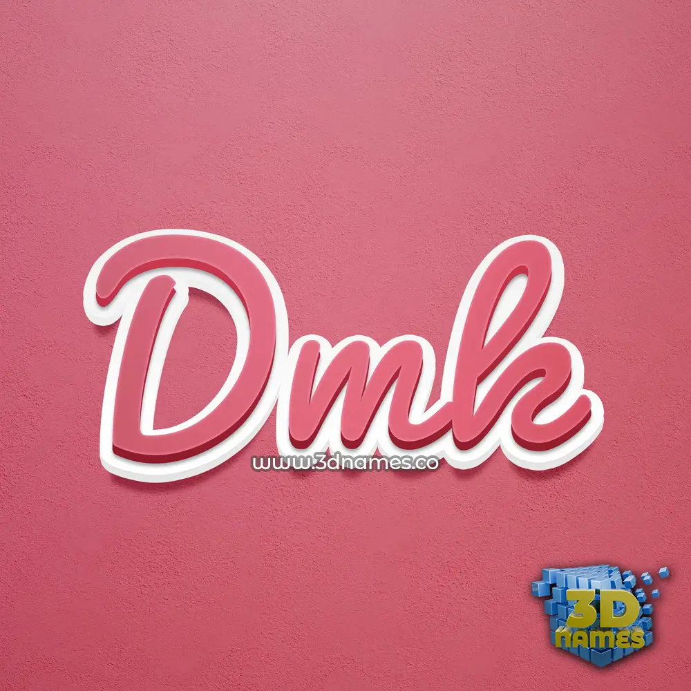 dmk in Red Scribble style - 3D name wallpaper