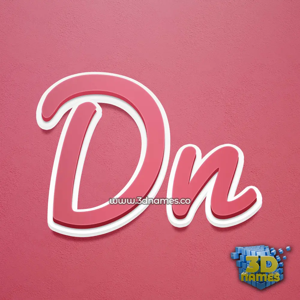 dn in Red Scribble style - 3D name wallpaper