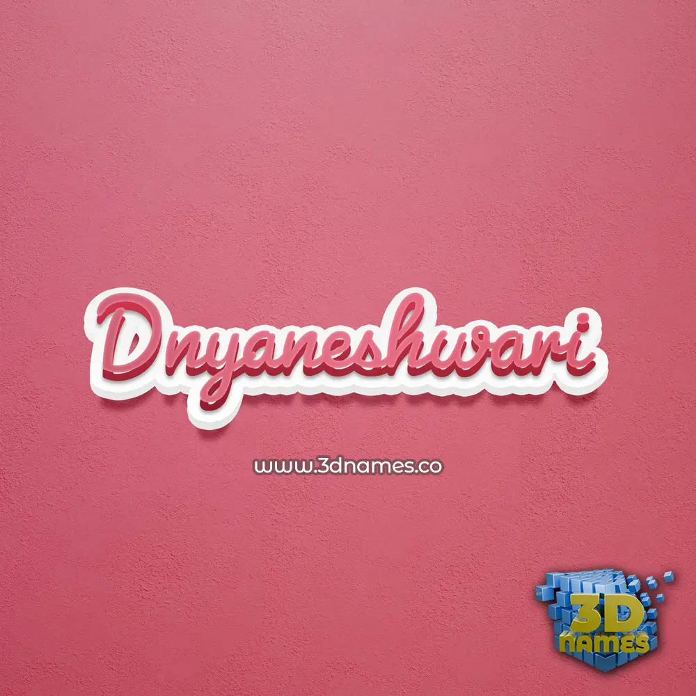 dnyaneshwari in Red Scribble style - 3D name wallpaper