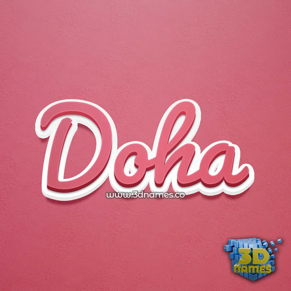 doha in Red Scribble style - 3D name wallpaper
