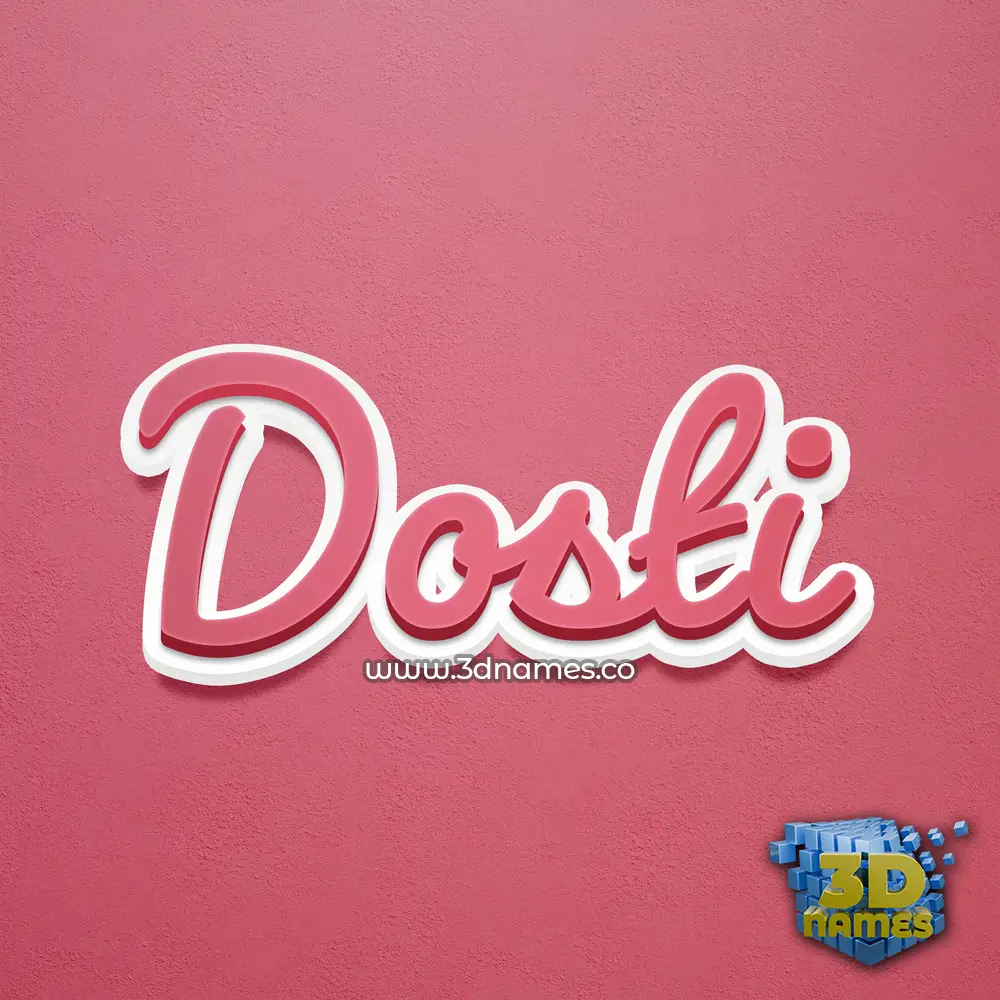 dosti in Red Scribble style - 3D name wallpaper